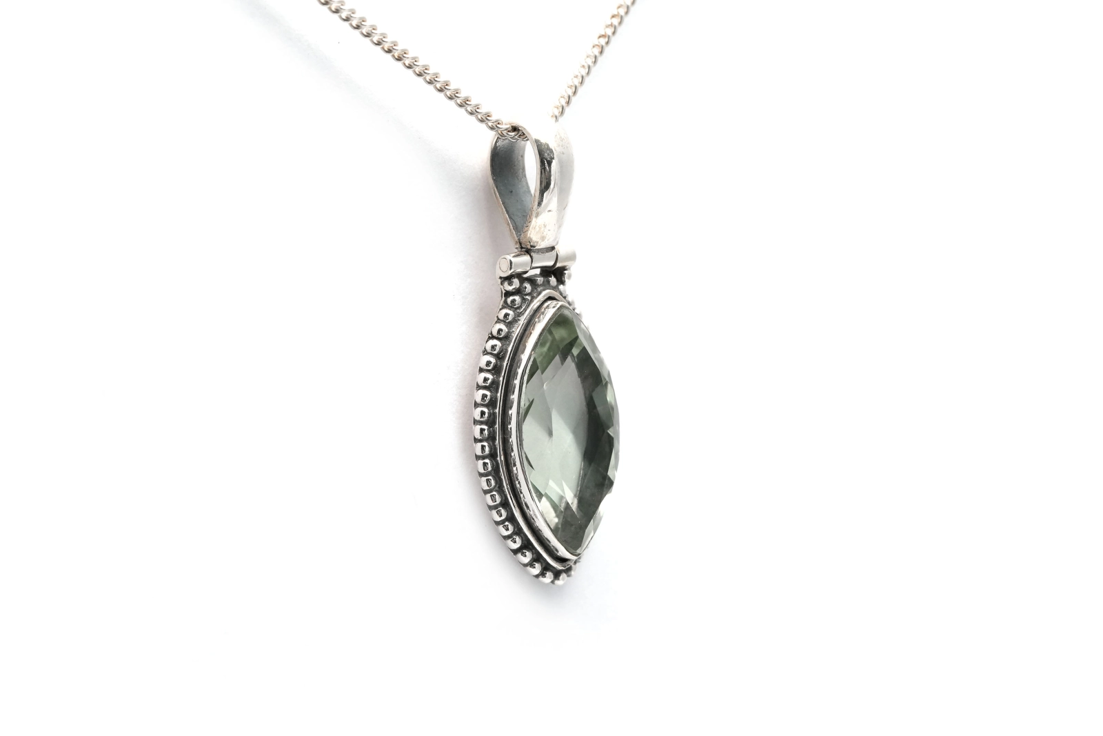 Pendentif contemporain en argent 925 serti d'une prasiolite - - 5