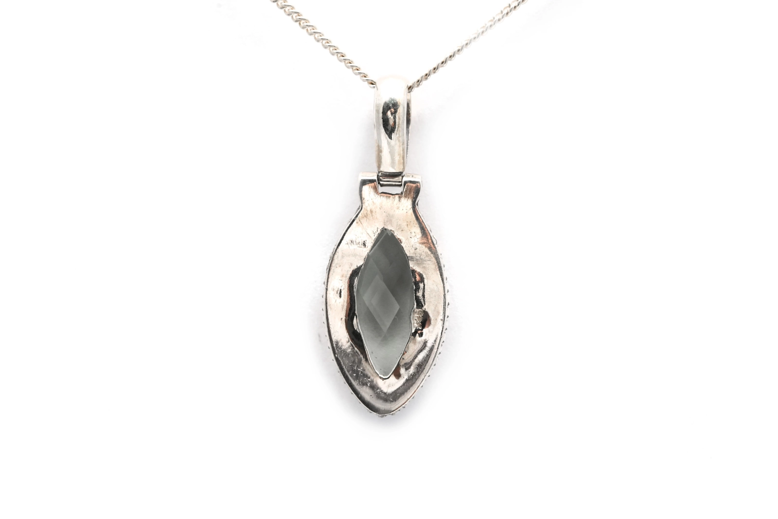 Pendentif contemporain en argent 925 serti d'une prasiolite - - 6