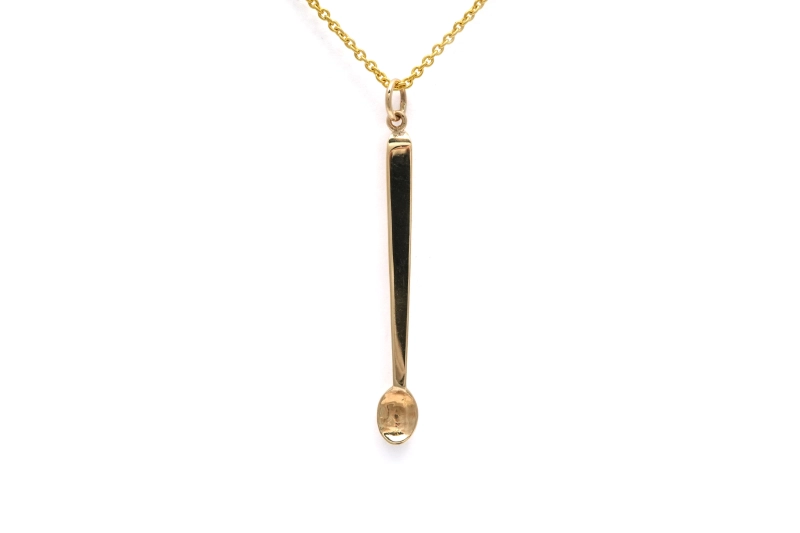 Pendentif "cuillère" contemporain en or jaune 14 carats - - 1