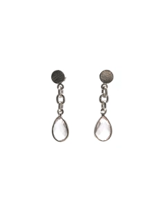 Boucles d'oreilles contemporaines en argent 925 serties de quartz rose - - 1