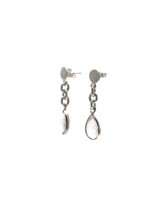 Boucles d'oreilles contemporaines en argent 925 serties de quartz rose - - 2