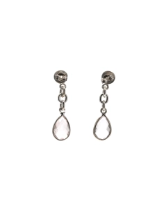 Boucles d'oreilles contemporaines en argent 925 serties de quartz rose - - 3
