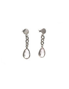 Boucles d'oreilles contemporaines en argent 925 serties de quartz rose - - 4