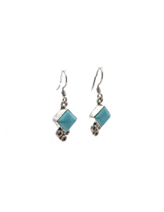 Boucles d'oreilles contemporaines en argent 925 serties de turquoises - - 3