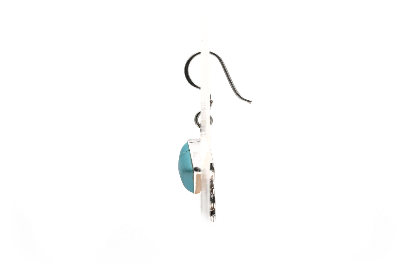 Boucles d'oreilles contemporaines en argent 925 serties de turquoises - - 6