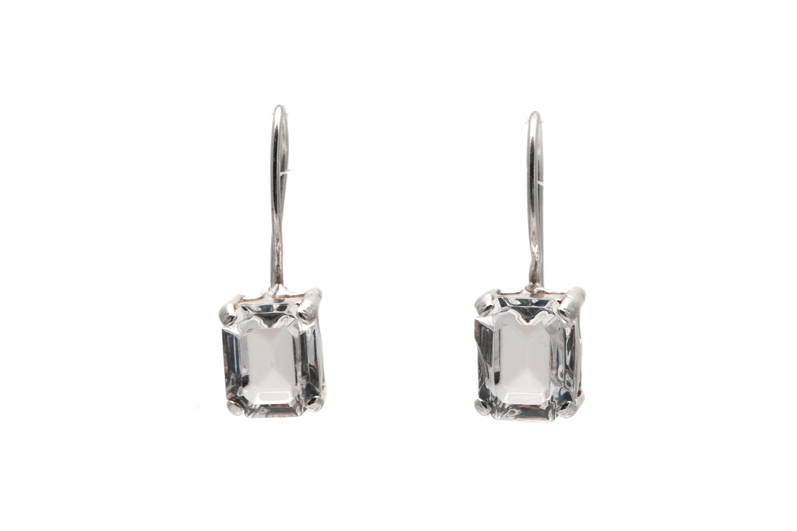 Boucles d'oreilles contemporaines en argent serties de zirconiums - - 1