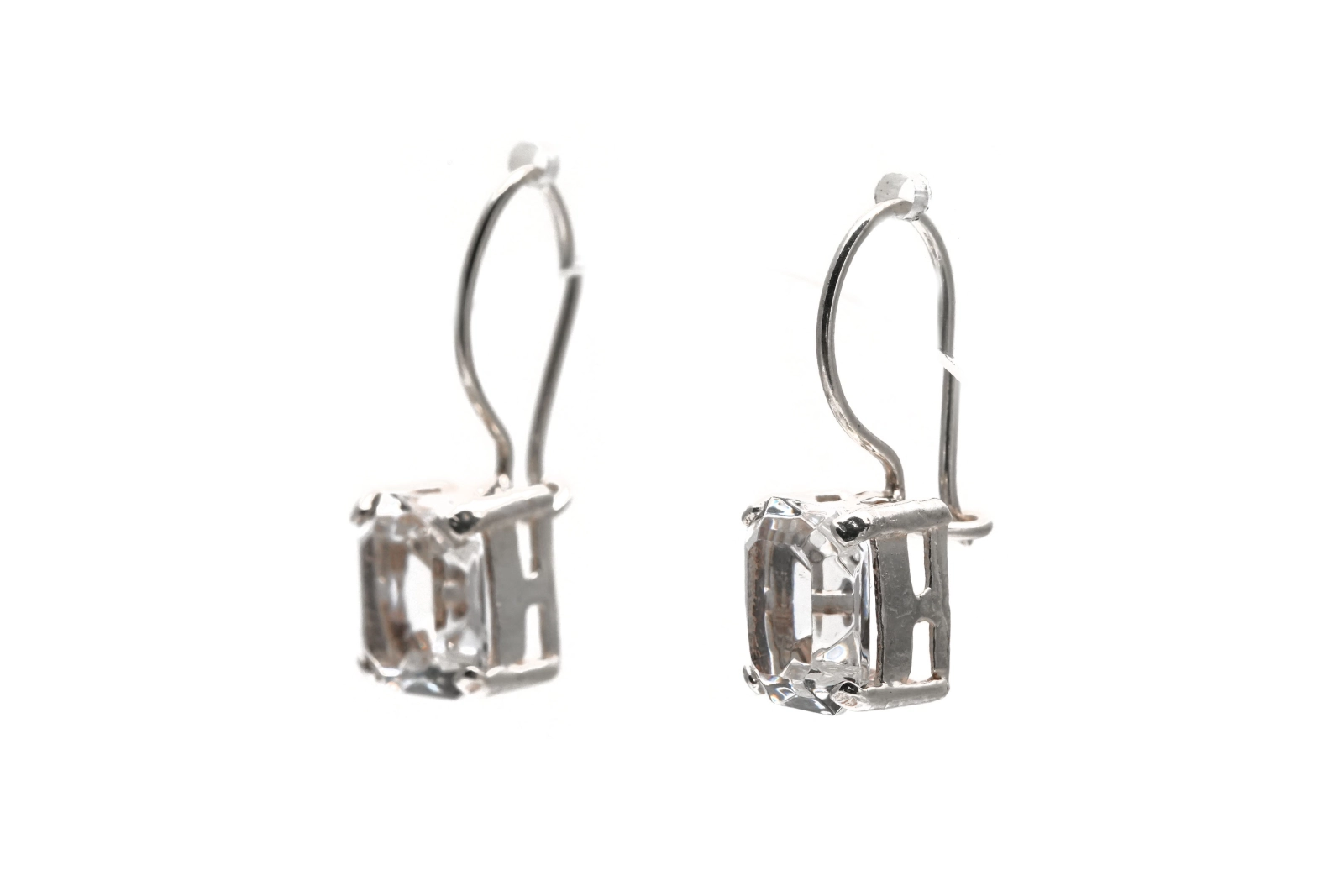Boucles d'oreilles contemporaines en argent serties de zirconiums - - 2