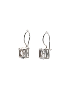Boucles d'oreilles contemporaines en argent serties de zirconiums - - 2