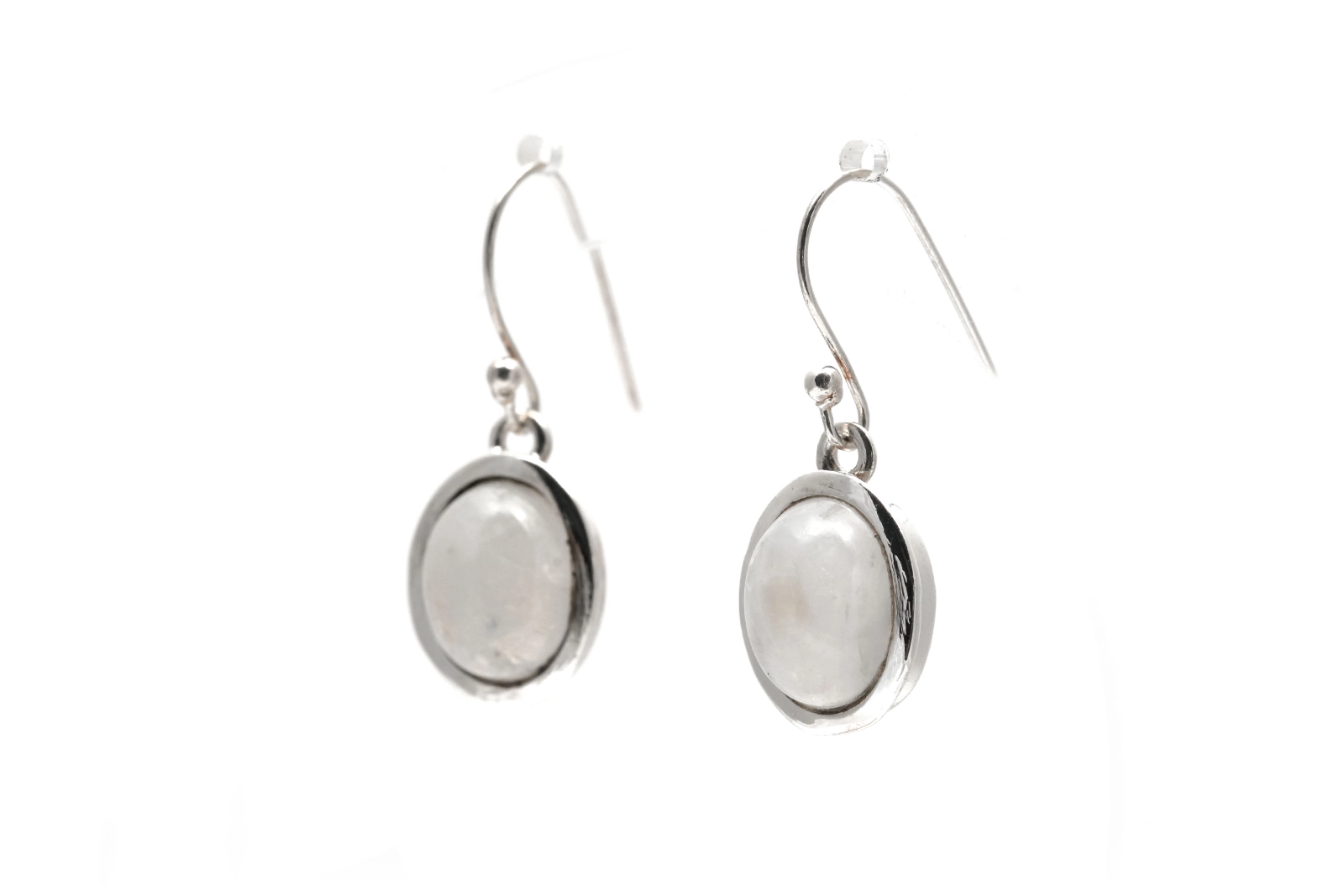 Boucles d'oreilles contemporaines en argent serties de labradorites - - 2
