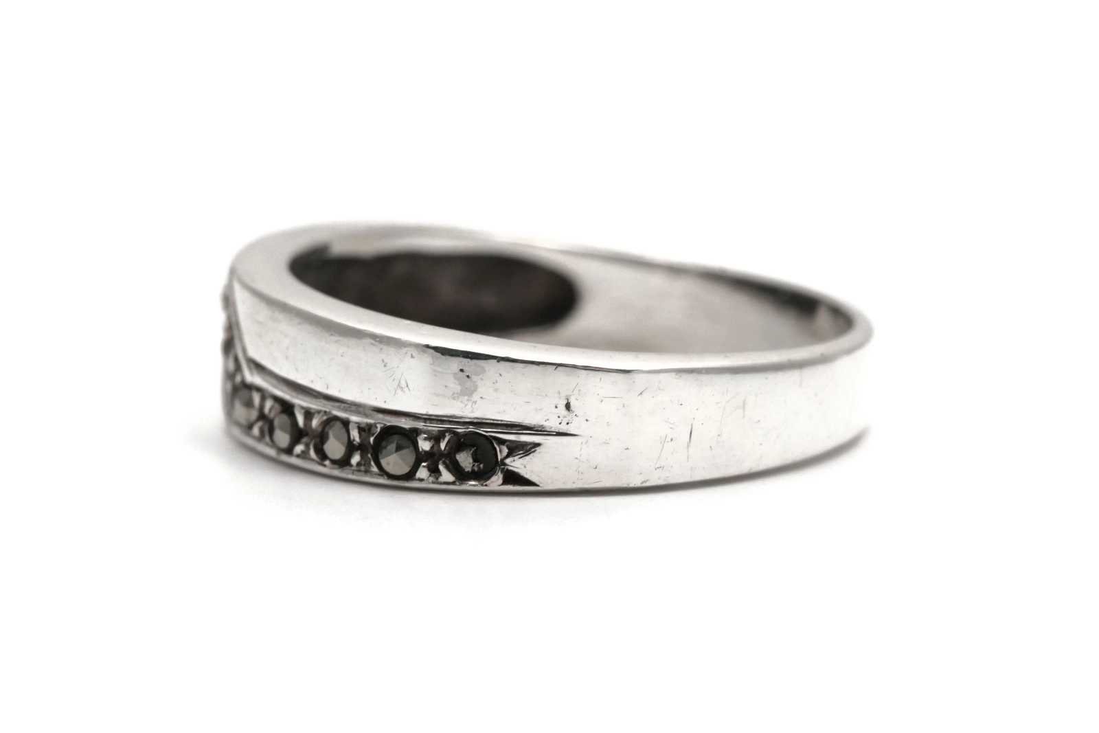Bague contemporaine en argent 925 sertie de marcassites - - 3