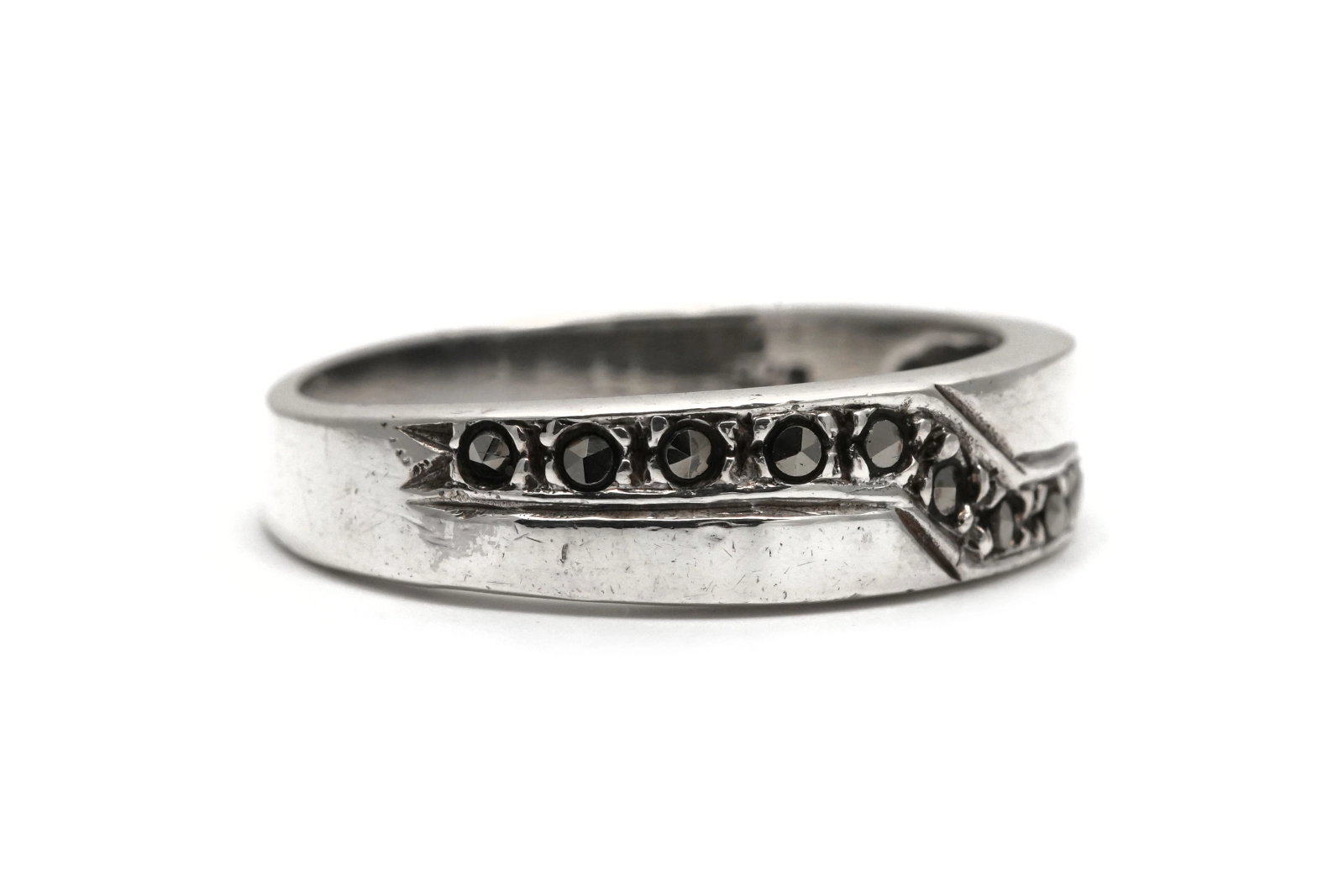 Bague contemporaine en argent 925 sertie de marcassites - - 6