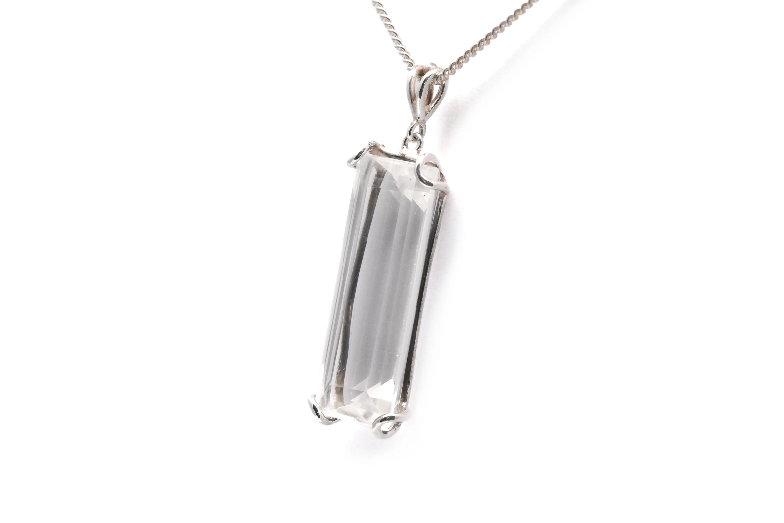 Pendentif contemporain en argent 925 serti d'un quartz - - 2