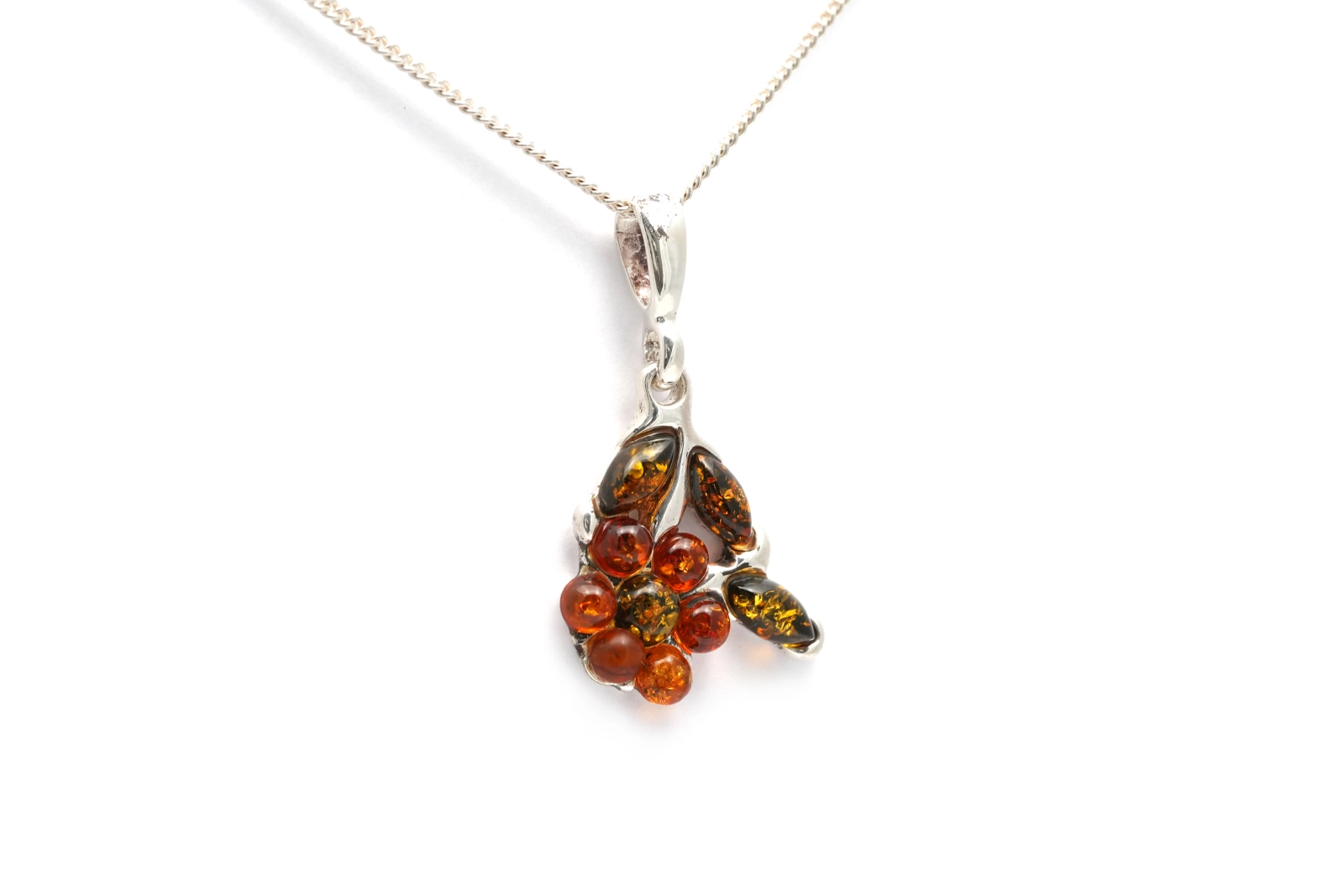 Pendentif contemporain en argent 925 serti d'ambre - - 1