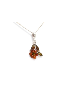 Pendentif contemporain en argent 925 serti d'ambre - - 1