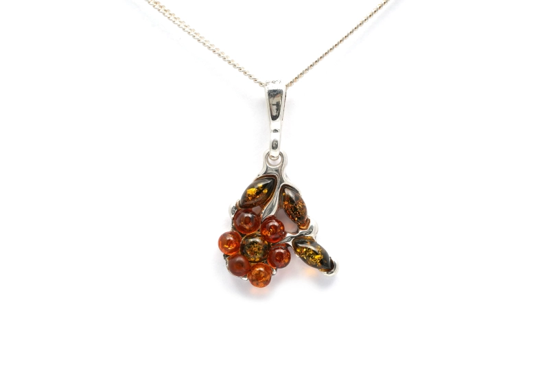 Pendentif contemporain en argent 925 serti d'ambre - - 2