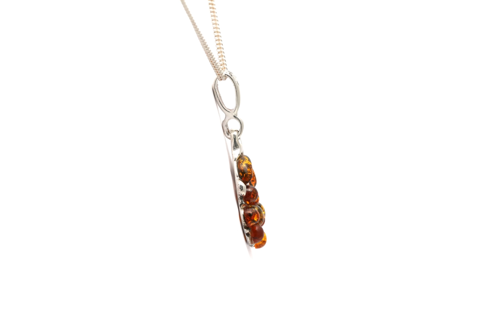 Pendentif contemporain en argent 925 serti d'ambre - - 3