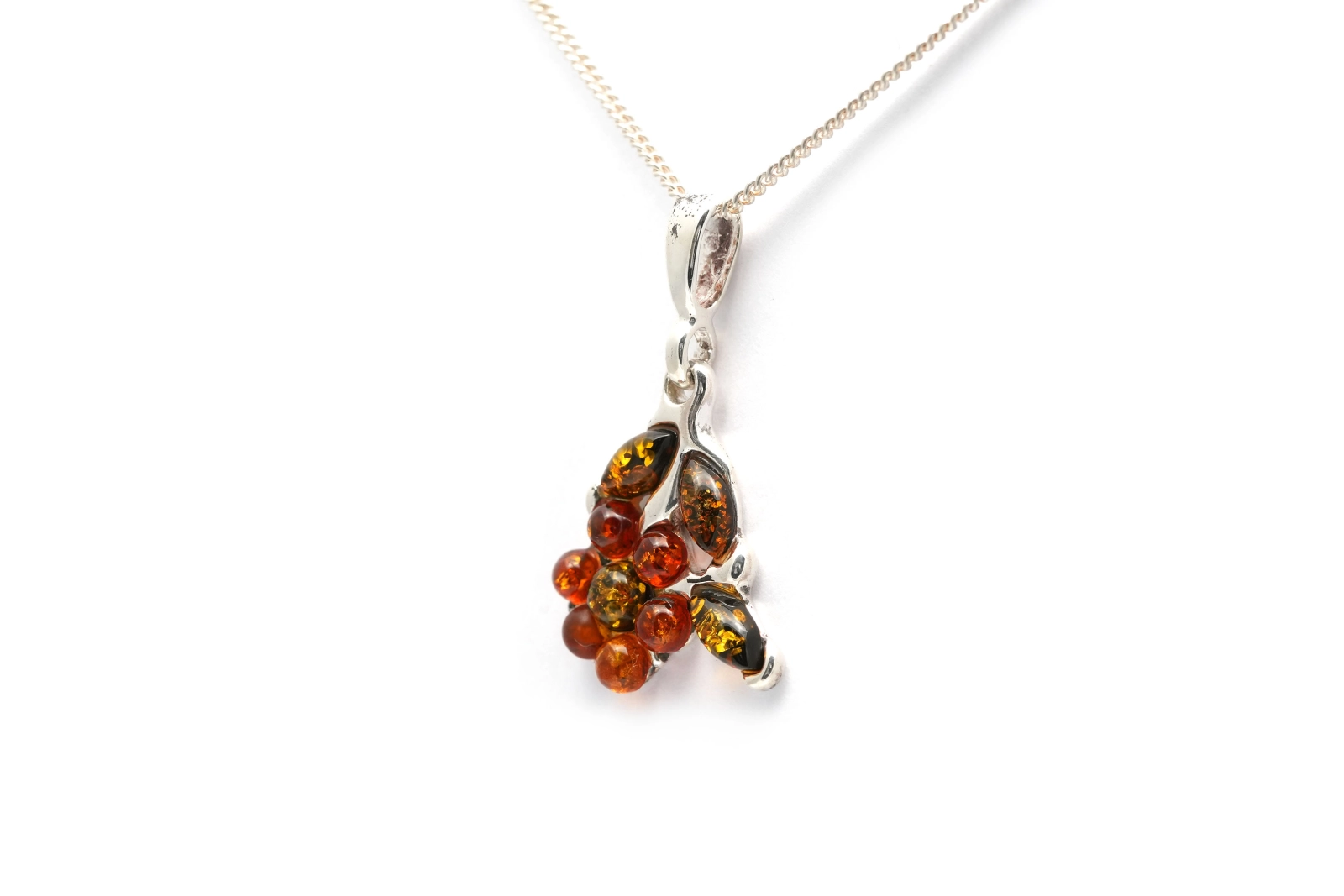 Pendentif contemporain en argent 925 serti d'ambre - - 5
