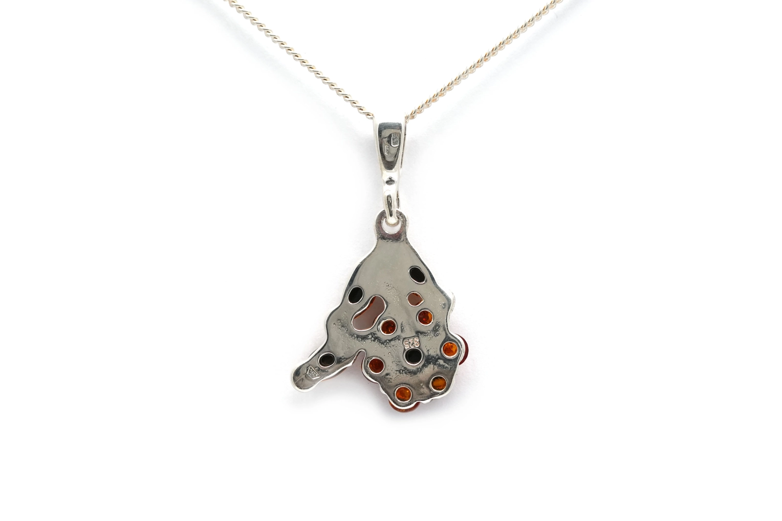 Pendentif contemporain en argent 925 serti d'ambre - - 6