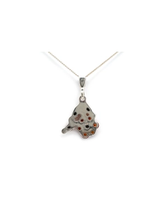 Pendentif contemporain en argent 925 serti d'ambre - - 6