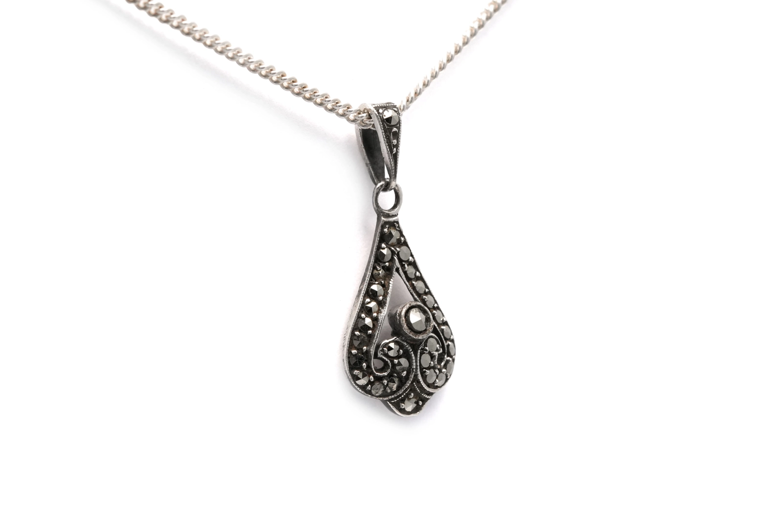 Pendentif Art Déco en argent 835 serti de marcassites - - 4