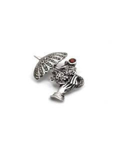 Broche contemporaine en argent 925 sertie d'un grenat et de marcassites