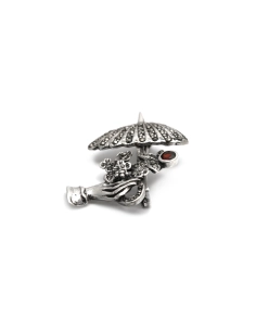 Broche contemporaine en argent 925 sertie d'un grenat et de marcassites