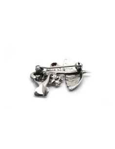 Broche contemporaine en argent 925 sertie d'un grenat et de marcassites