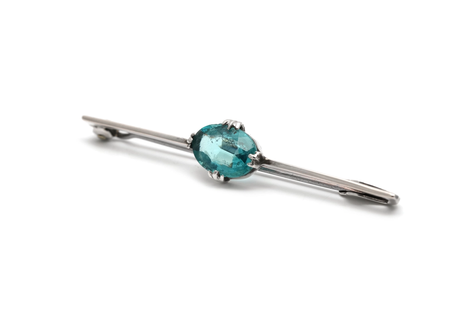 Broche Art Déco en argent sertie d'un cristal