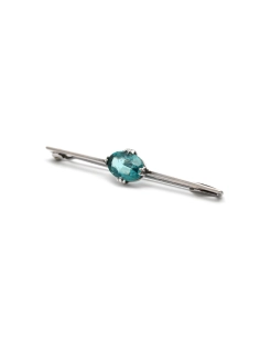 Broche Art Déco en argent sertie d'un cristal