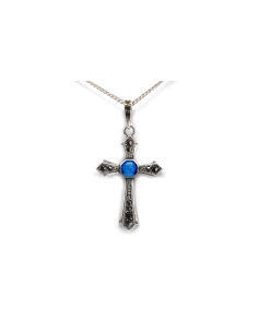 Pendentif Art Déco en argent serti d'émail, de marcassites et de strass