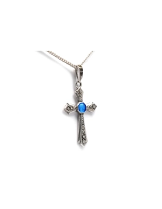 Pendentif Art Déco en argent serti d'émail, de marcassites et de strass