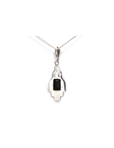 Pendentif Art Déco en argent serti d'une onyx et de marcassites