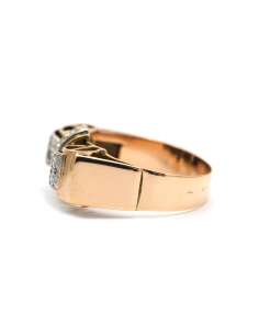 Bague Art Déco en or jaune 18 carats sertie de diamants taille "8/8"