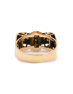 Bague Art Déco en or jaune 18 carats sertie de diamants taille "8/8"
