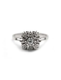 Bague Art Déco en or blanc 18 carats sertie de diamants taille "brillant" (+-0.41ct)
