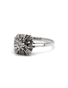Bague Art Déco en or blanc 18 carats sertie de diamants taille "brillant" (+-0.41ct)
