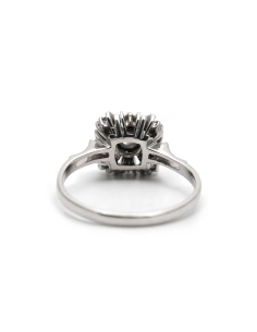 Bague Art Déco en or blanc 18 carats sertie de diamants taille "brillant" (+-0.41ct)