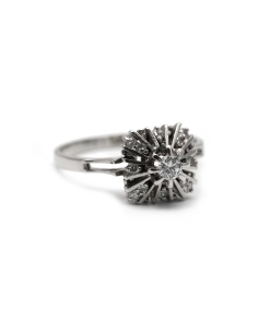 Bague Art Déco en or blanc 18 carats sertie de diamants taille "brillant" (+-0.41ct)