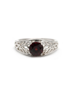 Bague contemporaine en argent 925 sertie d'un grenat