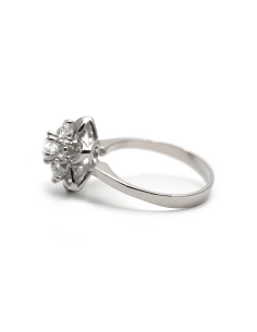 Bague Années 70 en argent 925 sertie de strass
