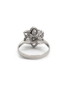 Bague Années 70 en argent 925 sertie de strass