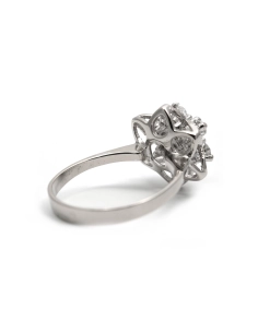 Bague Années 70 en argent 925 sertie de strass