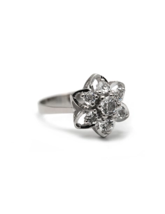 Bague Années 70 en argent 925 sertie de strass