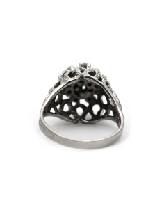 Bague Années 70 en argent 835 serti de turquoises