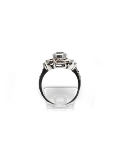 Bague Art Déco en argent 925 sertie d'une topaze et de marcassites
