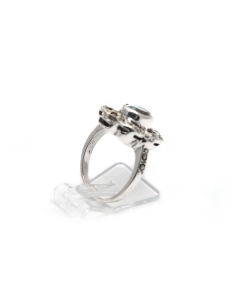 Bague Art Déco en argent 925 sertie d'une topaze et de marcassites