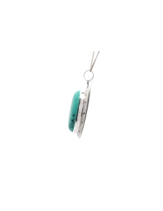 Pendentif contemporain en argent serti d'une turquoise