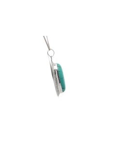 Pendentif contemporain en argent serti d'une turquoise