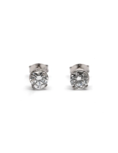 Boucles d'oreilles Années 70 en or blanc 18 carats serties de diamants taille "brillant" (+-0.8 ct)