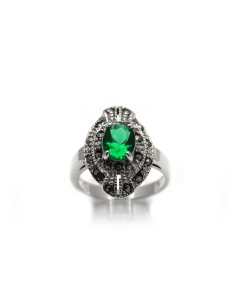 Bague contemporaine en argent 925 sertie d'un strass et de marcassites